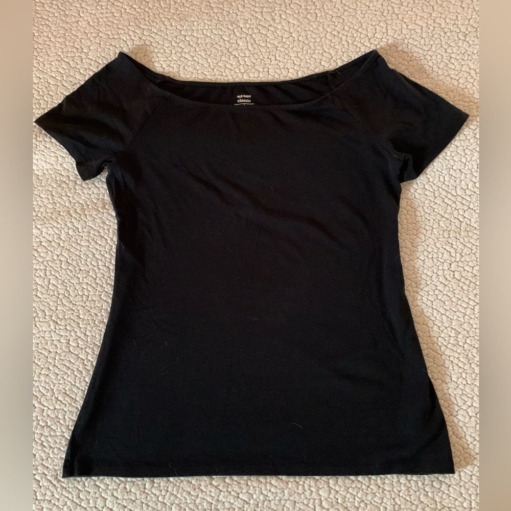 Old Navy Black Boat Neck / Off The Shoulder Top Size-L